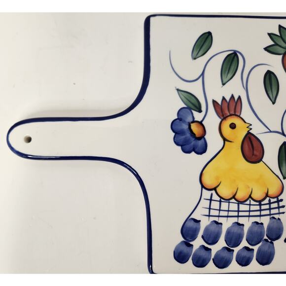 Vintage Style-Eyes Baum Bros Rooster Fruit Ceramic Cutting Board - Picture 4 of 5